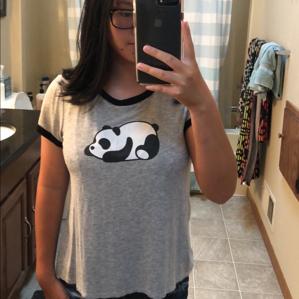 Grey Panda Ringer Tee